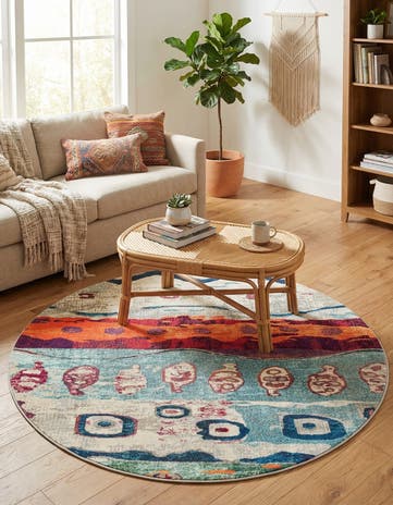 7' x 7' Washable Vivid Round Rug