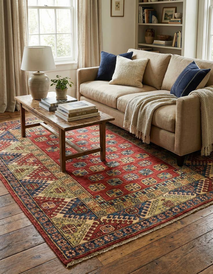 Detail image of 5' x 5' 10  Hand Knotted Kazak Oriental Rug