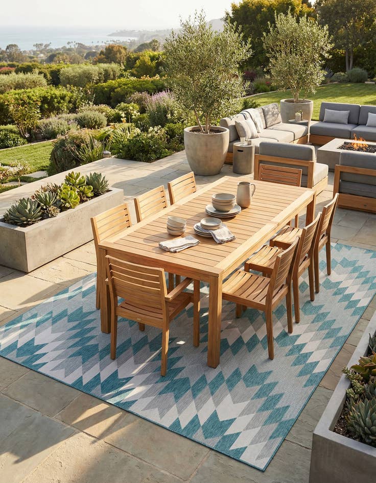 Detail image of 10' x 14'  Washable Modern Indoor / Outdoor Rug