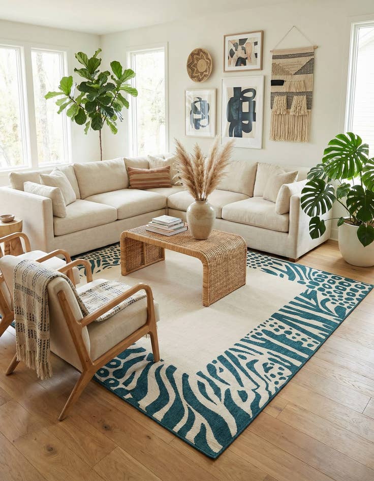 Detail image of  7' 10 x 7' 10  Washable Safari Indoor / Outdoor Square Rug