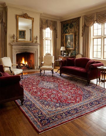 9' 7 x 12' 10 Hand Knotted Mashad Persian Wool Rug