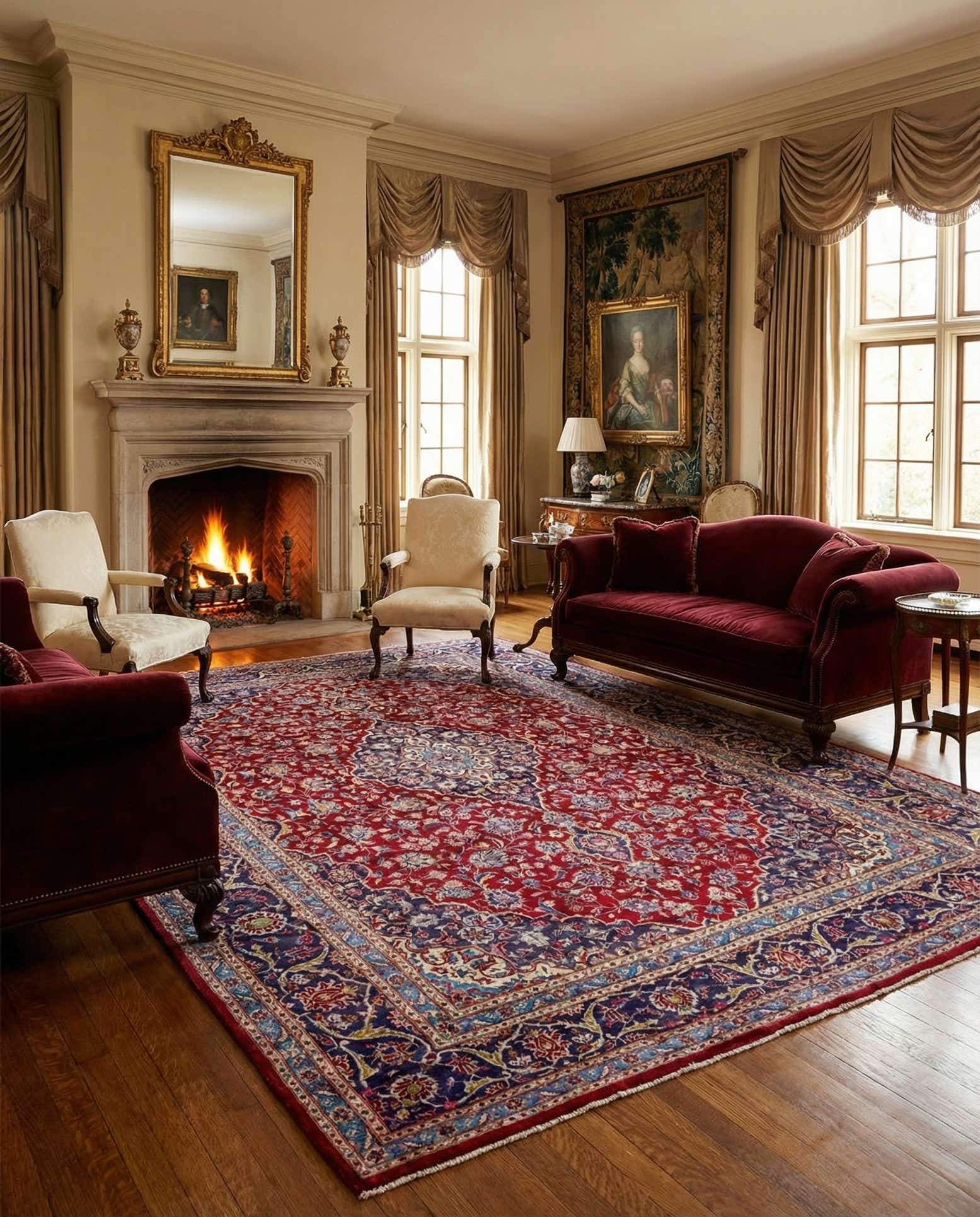 9' 7 x 12' 10 Hand Knotted Mashad Persian Wool Rug