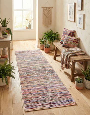 2' 7 x 12' Hand Woven Chindi Cotton Runner Rug