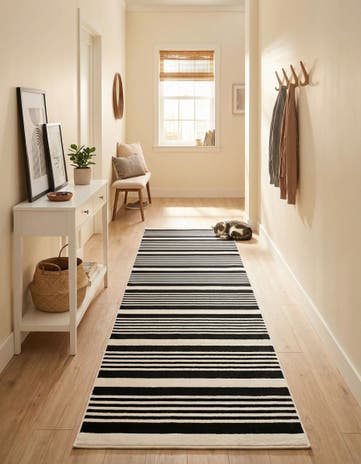 Black and White Milano Runner Rug