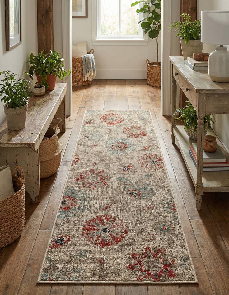 Detail image of 2' x 5'  Washable Botanical Indoor / Outdoor Runner Rug