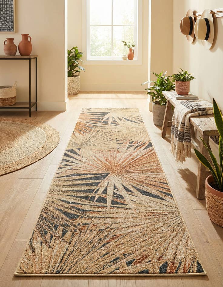 Detail image of 2' x 8'  Washable Botanical Indoor / Outdoor Runner Rug