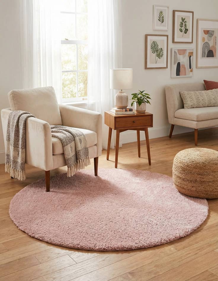 Detail image of  6' x 6' Solid Frieze Round Rug