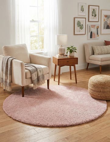 6' x 6' Solid Frieze Round Rug