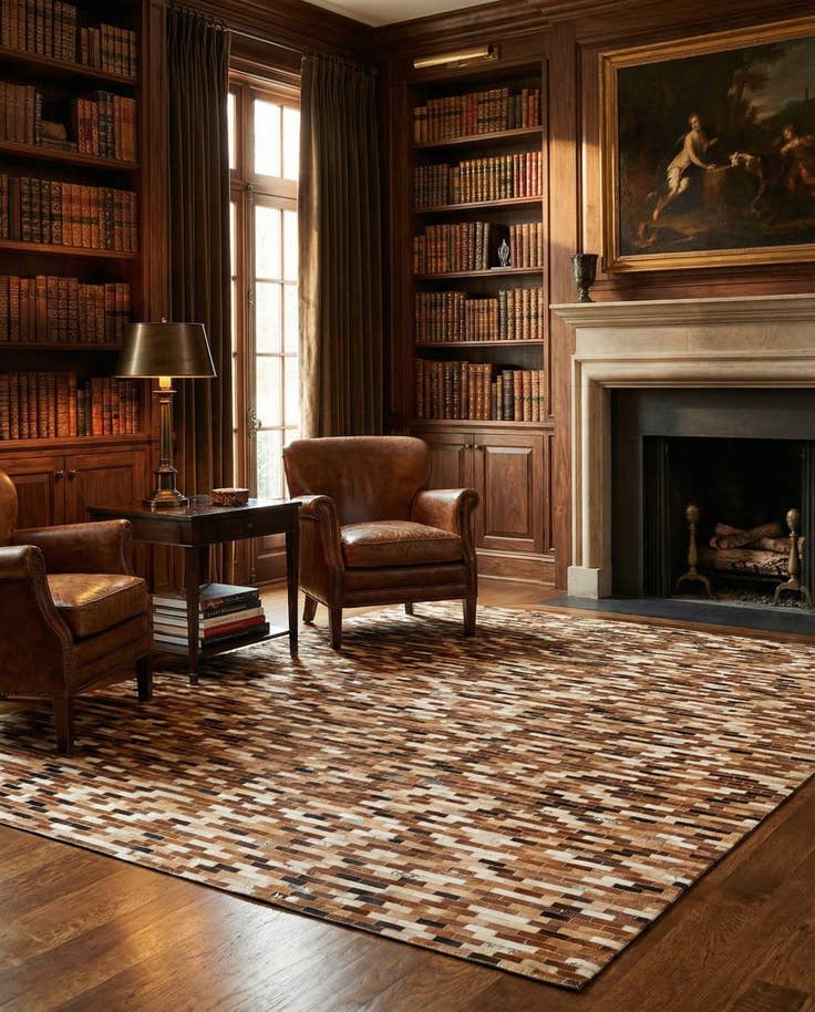 Detail image of 8' 1 x 9' 9 Cowhide Leather Rug