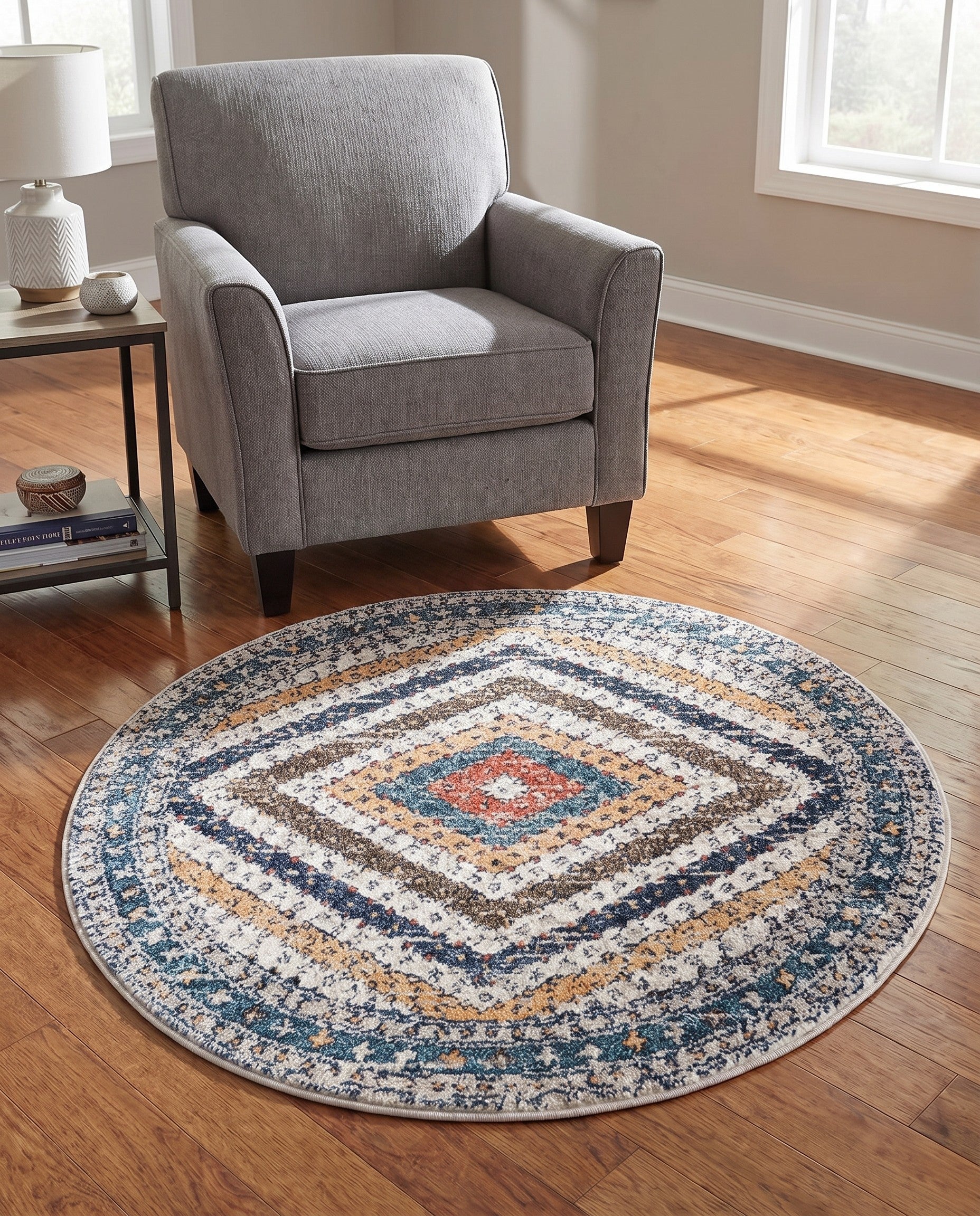 Blue Aramis Round Rug