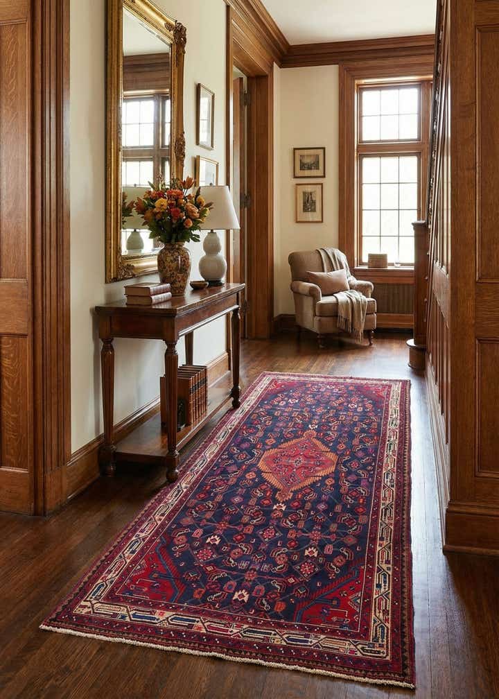 4' 8 x 9' 5 Hand Knotted Farahan Persian Wool Runner Rug