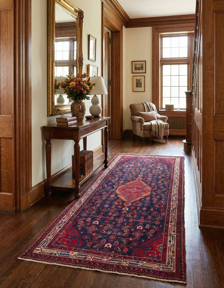 Detail image of 4' 8 x 9' 5 Hand Knotted Farahan Persian Wool Runner Rug