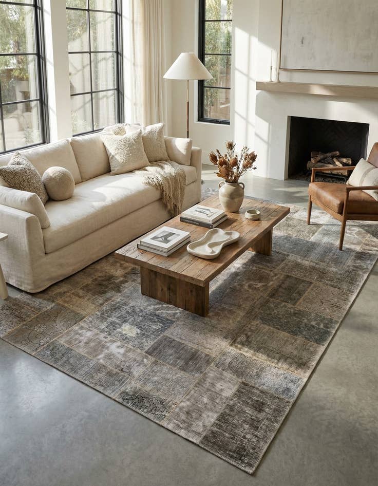 Detail image of 5' 10 x 9'  Hand Knotted Ultra Vintage Persian Wool Rug