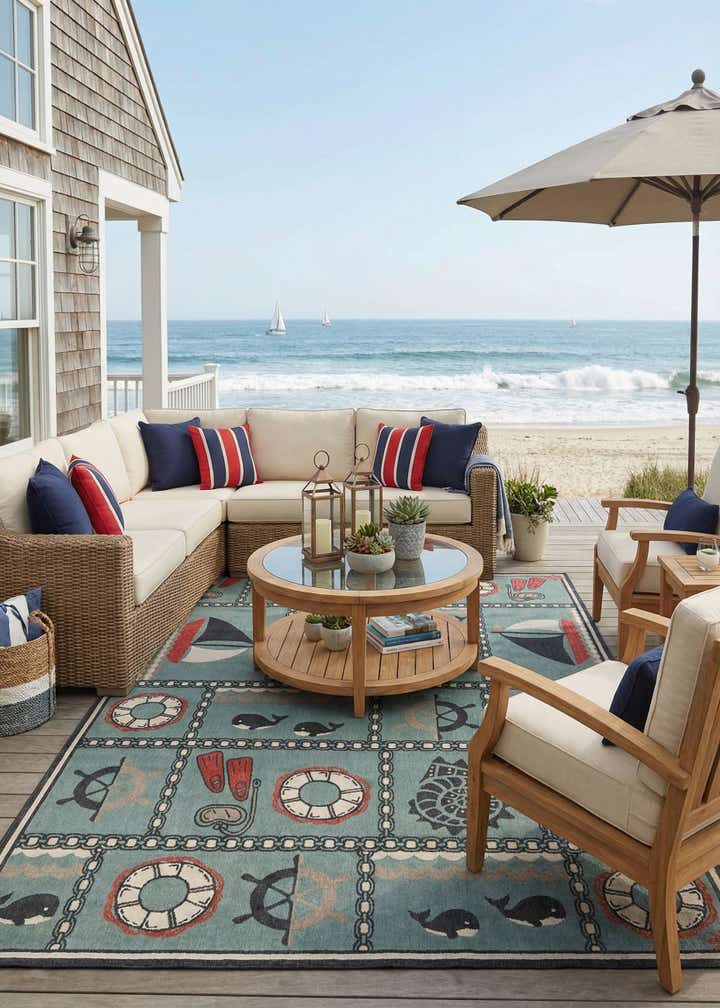 10' x 14' Easy-Clean Coastal Indoor / Outdoor Rug