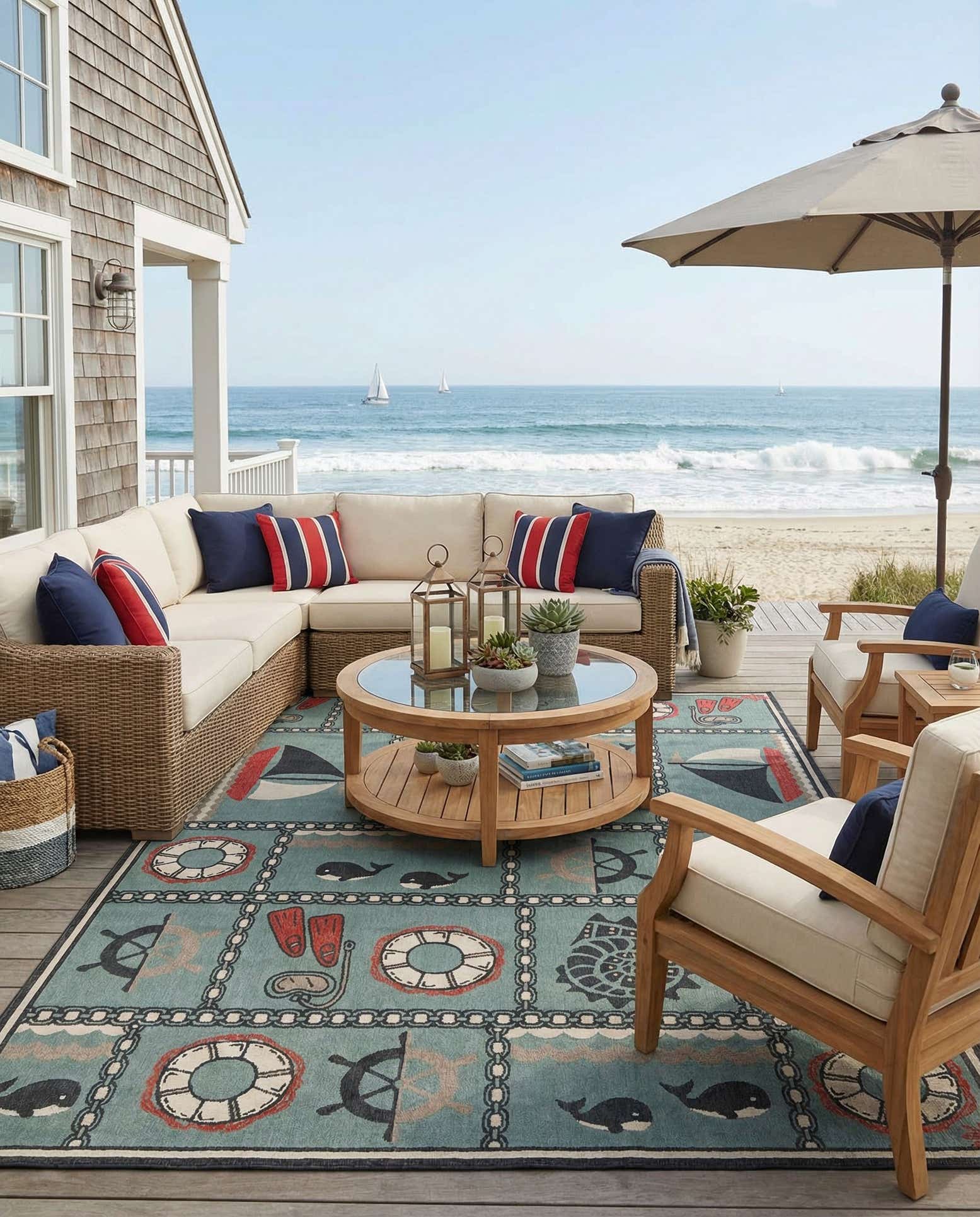10' x 14' Easy-Clean Coastal Indoor / Outdoor Rug