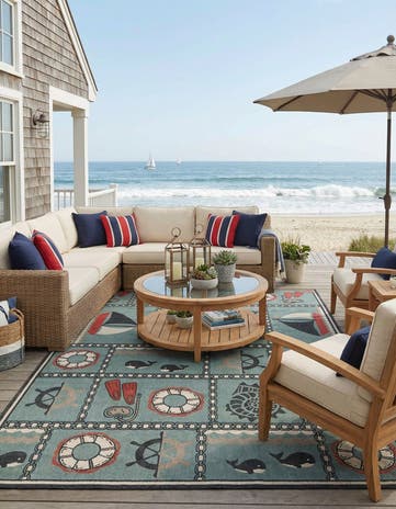10' x 14' Easy-Clean Coastal Indoor / Outdoor Rug
