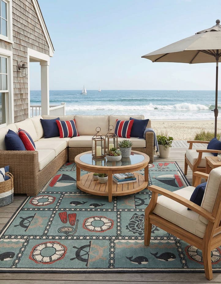 10' x 14' Easy-Clean Coastal Indoor / Outdoo...