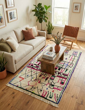 4' 7 x 9' Hand Knotted Moroccan Wool Rug