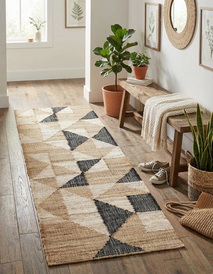 Detail image of 2' x 6' 1 Hand Woven Kala Handwoven Jute Runner Rug