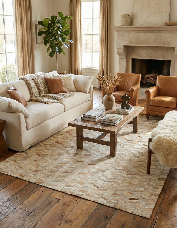 Detail image of 5' 9 x 7' 9 Cowhide - Patchwork Rug