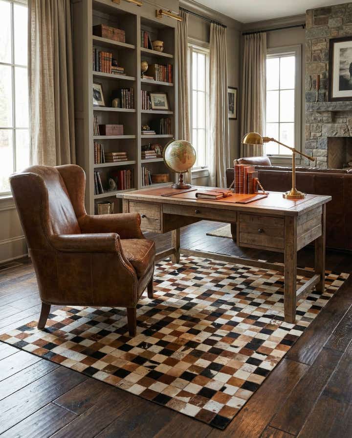 5' x 8' Cowhide Leather Rug