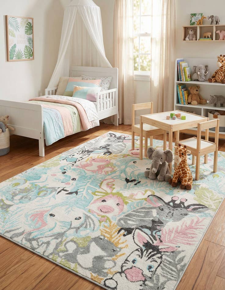 Detail image of 7' 10 x 10' Animals Whimsy Kids Rug