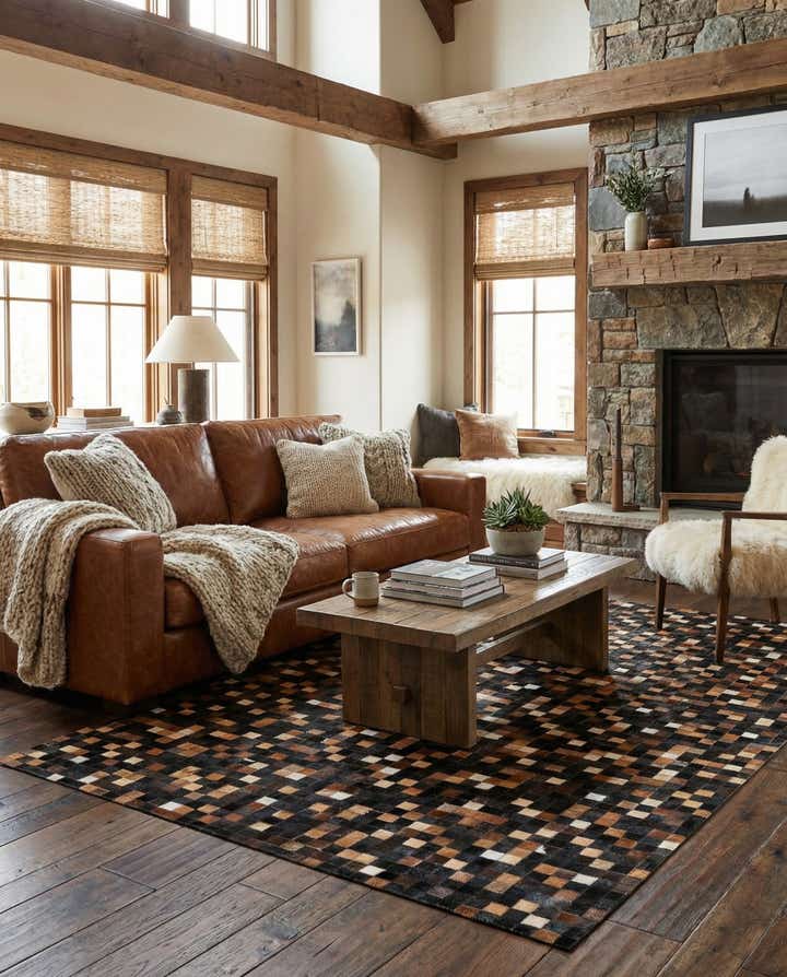 5' x 8' Cowhide Leather Rug