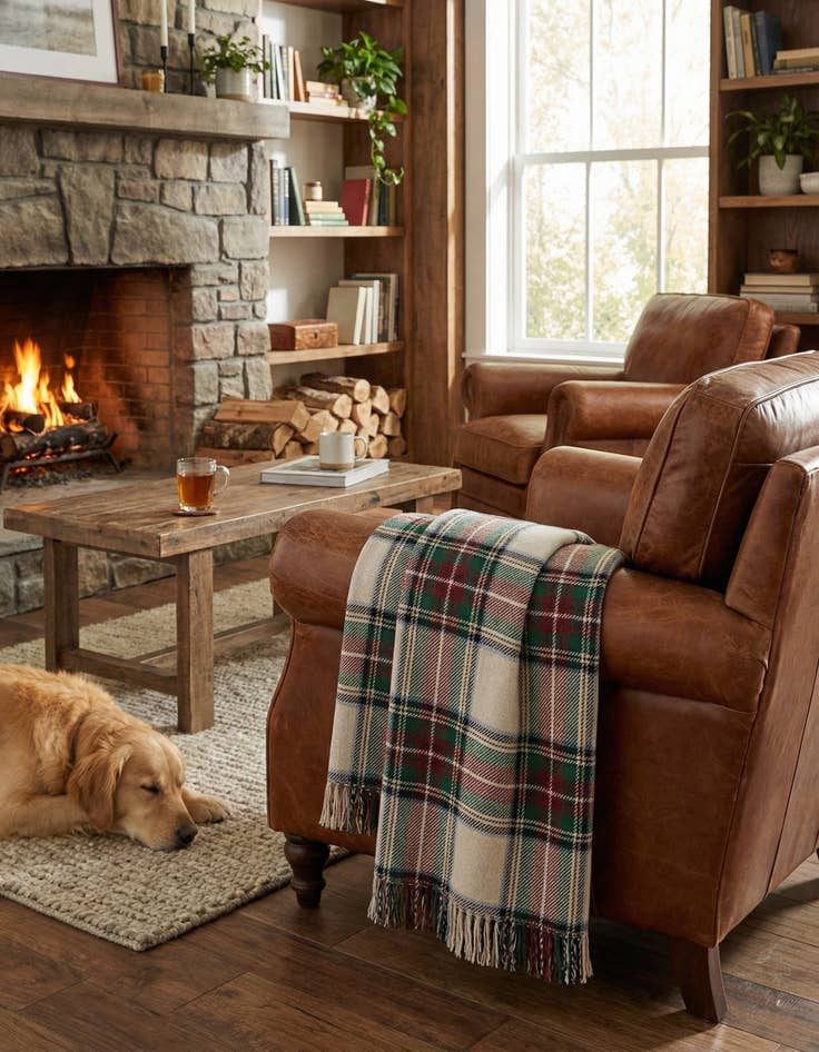 Detail image of 4' 6 x 6' Stewart Dress Plaid Tartan Throw Blanket