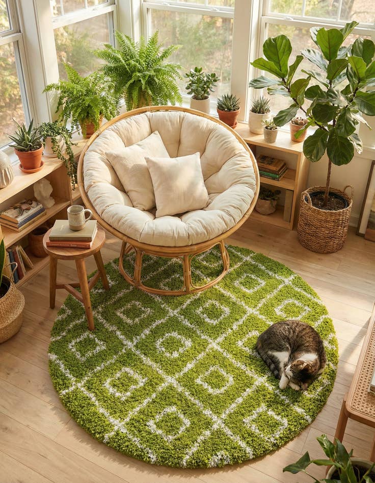 Detail image of 6' x 6' Trellis Shag Round Rug