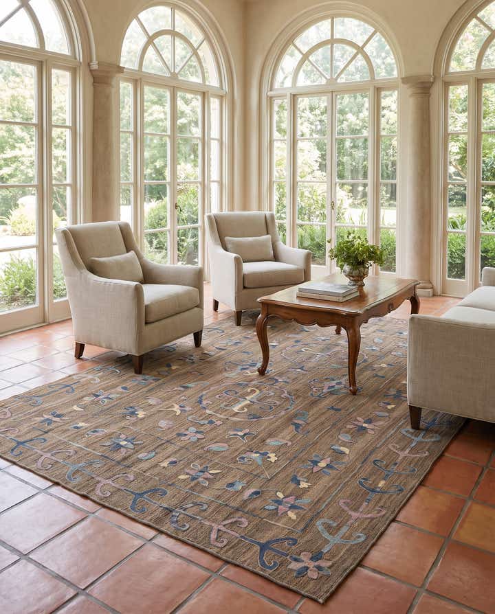 200cm x 290cm Noué main Kilim Suzani Tapis Laine