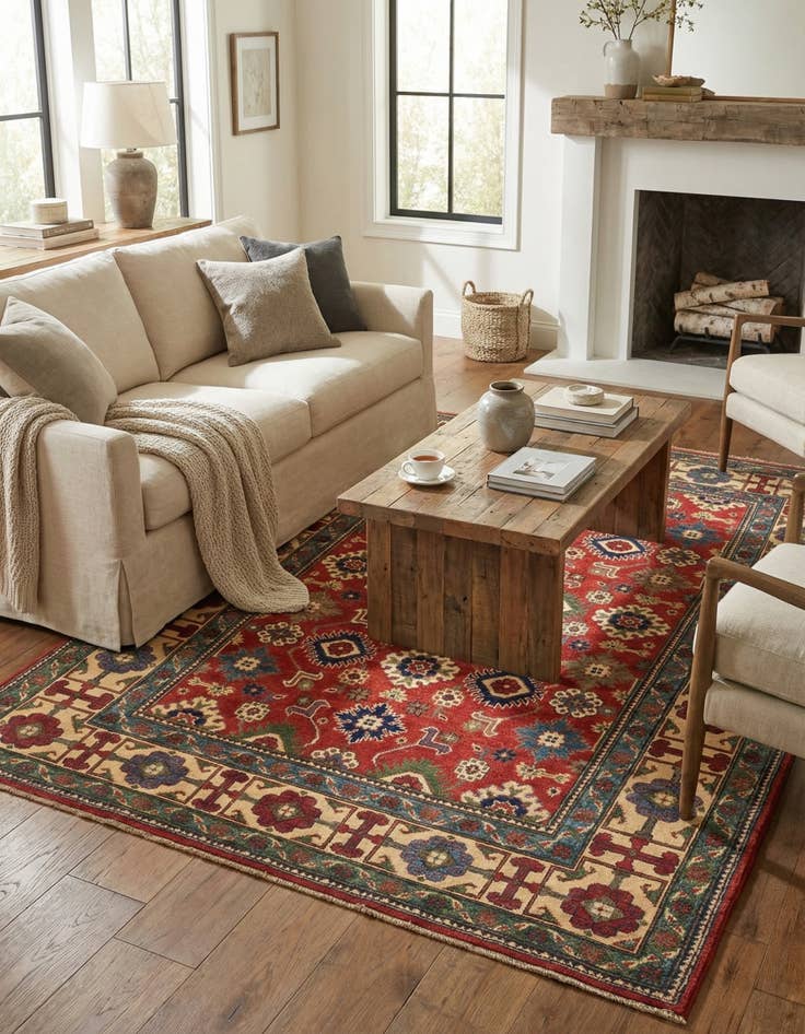 Detail image of 5' 7 x 7' 10 Hand Knotted Kazak Rug