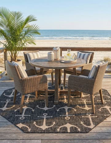 7' 10 x 7' 10 Easy-Clean Coastal Indoor / Outdoor Octagon Rug