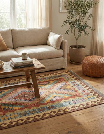 3' x 4' 10 Hand Woven Kilim Maymana Wool Rug