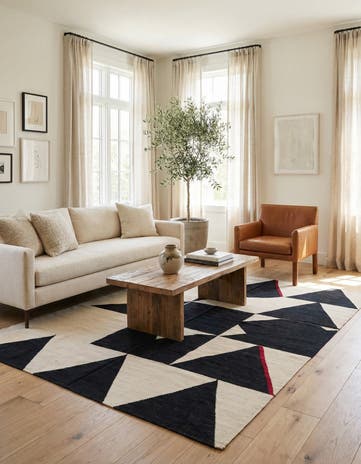 7' x 9' 6 Hand Woven Kilim Modern Wool Rug