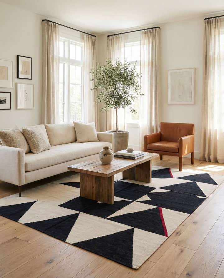 7' x 9' 6 Hand Woven Kilim Modern Wool Rug