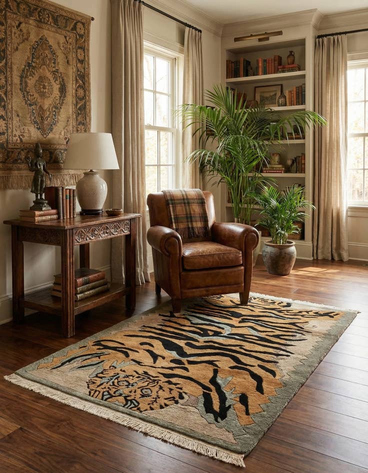 Detail image of  4' 1 x 5' 9  Hand Knotted Nepal Wool Rug