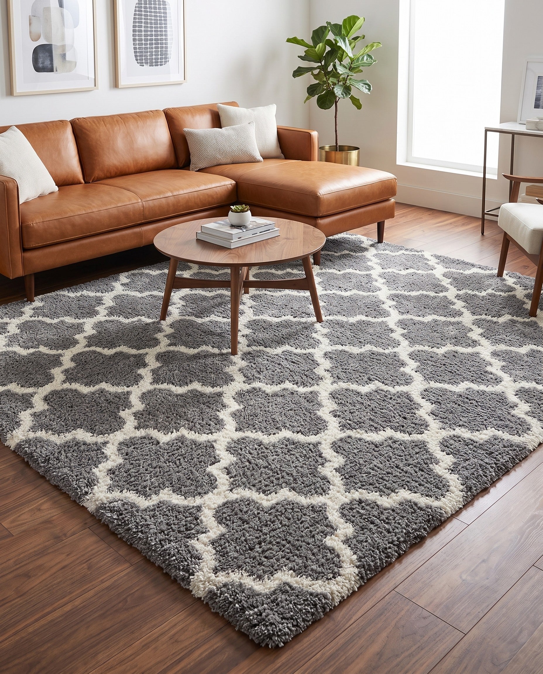 Gray Moroccan Shag Square Rug
