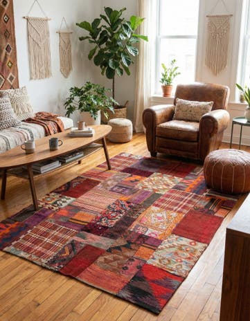4' 2 x 6' Hand Woven Kilim Patchwork Wool Rug