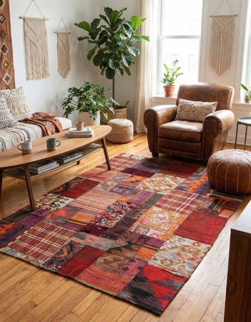 4' 2 x 6' Hand Woven Kilim Patchwork Wool Rug