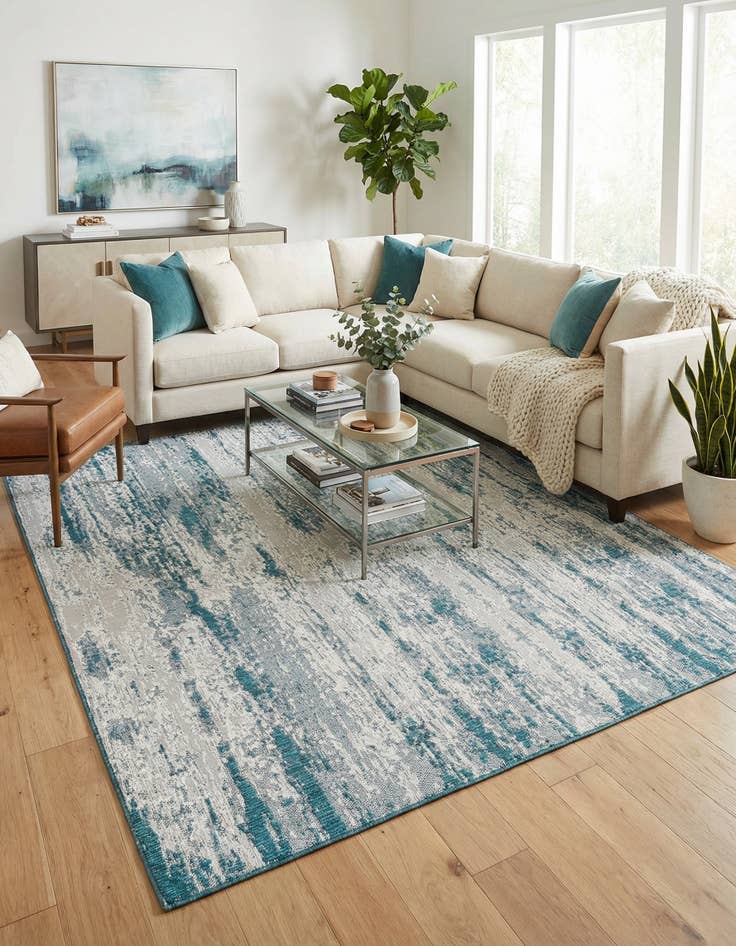 Detail image of 10' x 10'  Washable Modern Indoor / Outdoor Square Rug