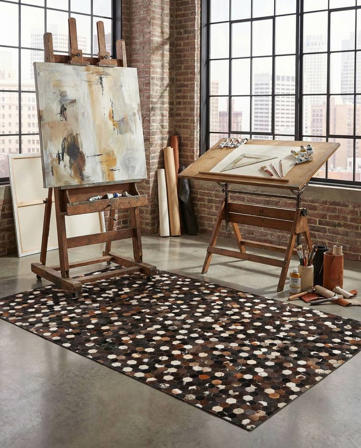 Detail image of 5' x 8' Cowhide Leather Rug