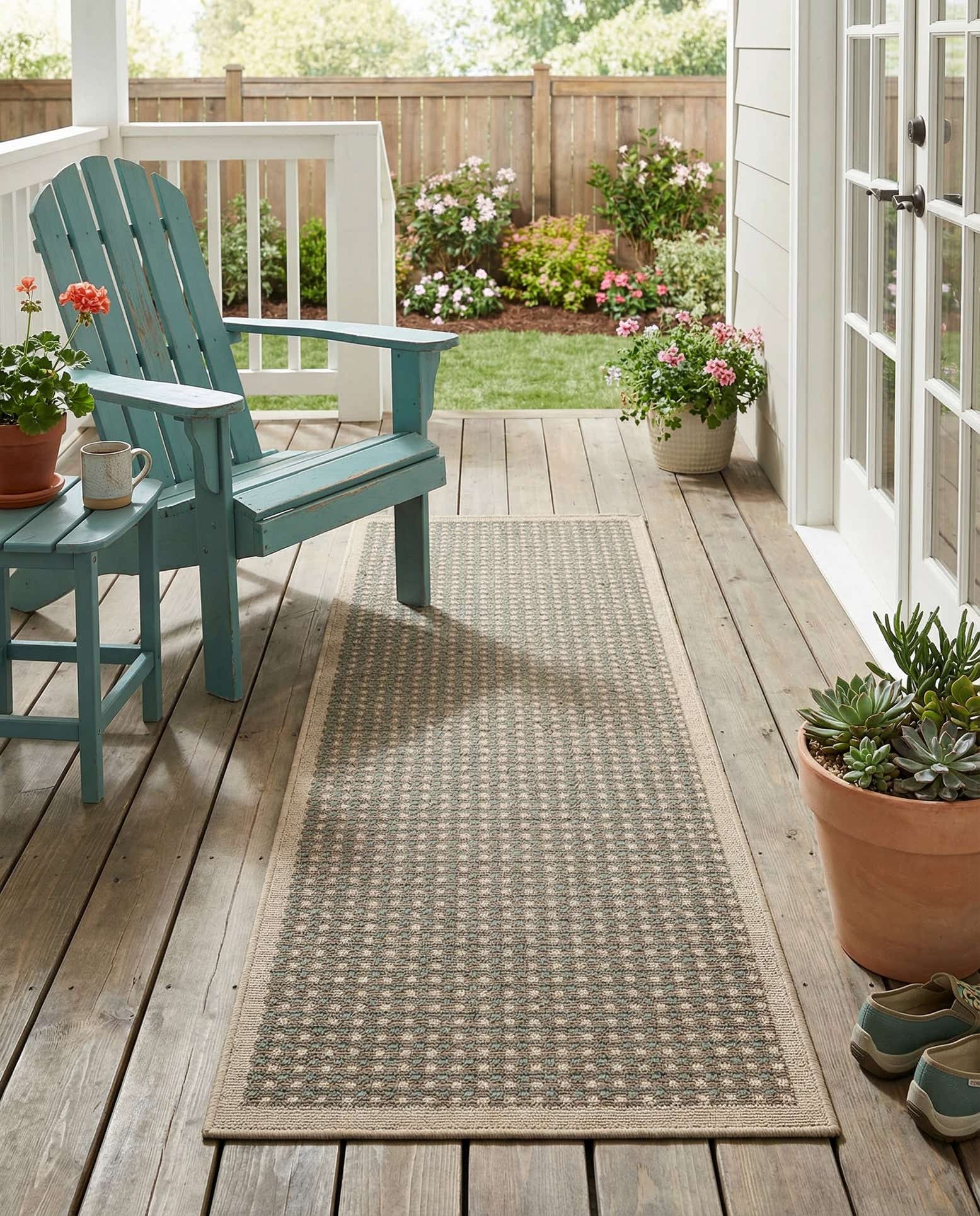 2' x 5' Easy-Clean Border Indoor / Outdoor Runner Rug