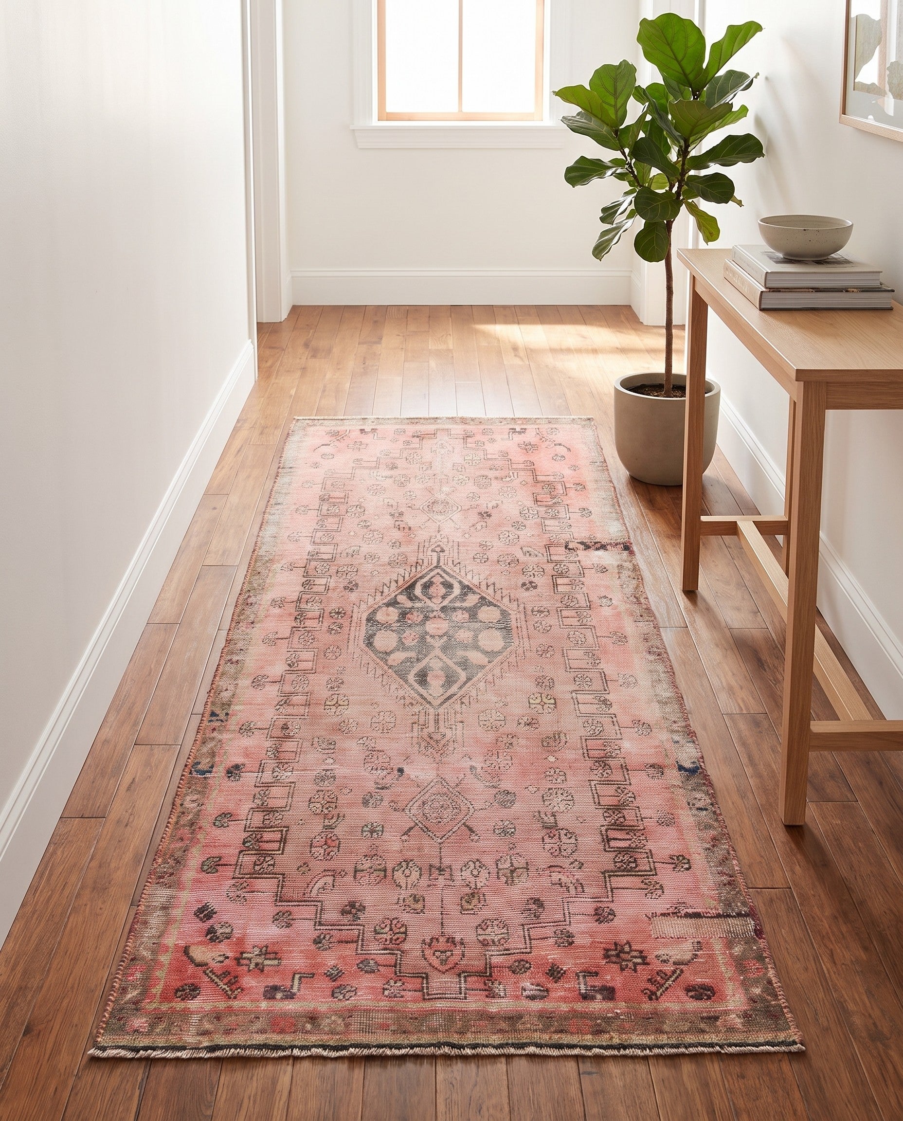 3' 4 x 7' 2 Hand Knotted Ultra Vintage Persian Wool Runner Rug