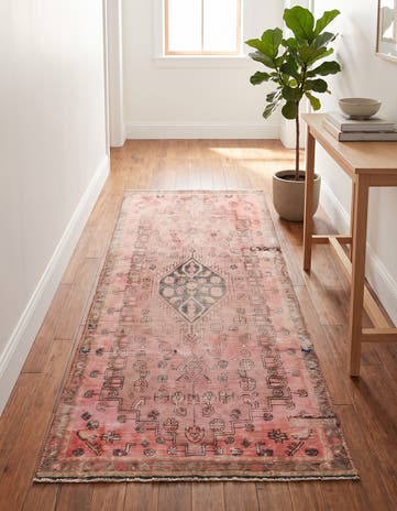 3' 4 x 7' 2 Hand Knotted Ultra Vintage Persian Wool Runner Rug