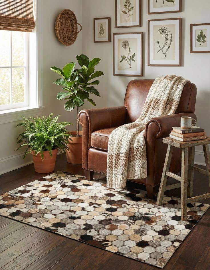 Detail image of 2' x 3' 1 Cowhide Leather Rug