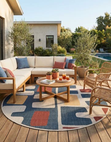 10' x 10' Easy-Clean Baja Indoor / Outdoor Round Rug