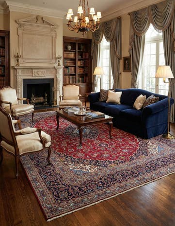 9' 10 x 13' Hand Knotted Kashan Persian Wool Rug