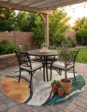 5' 3 x 5' 3 Easy-Clean Modern Indoor / Outdoor Round Rug