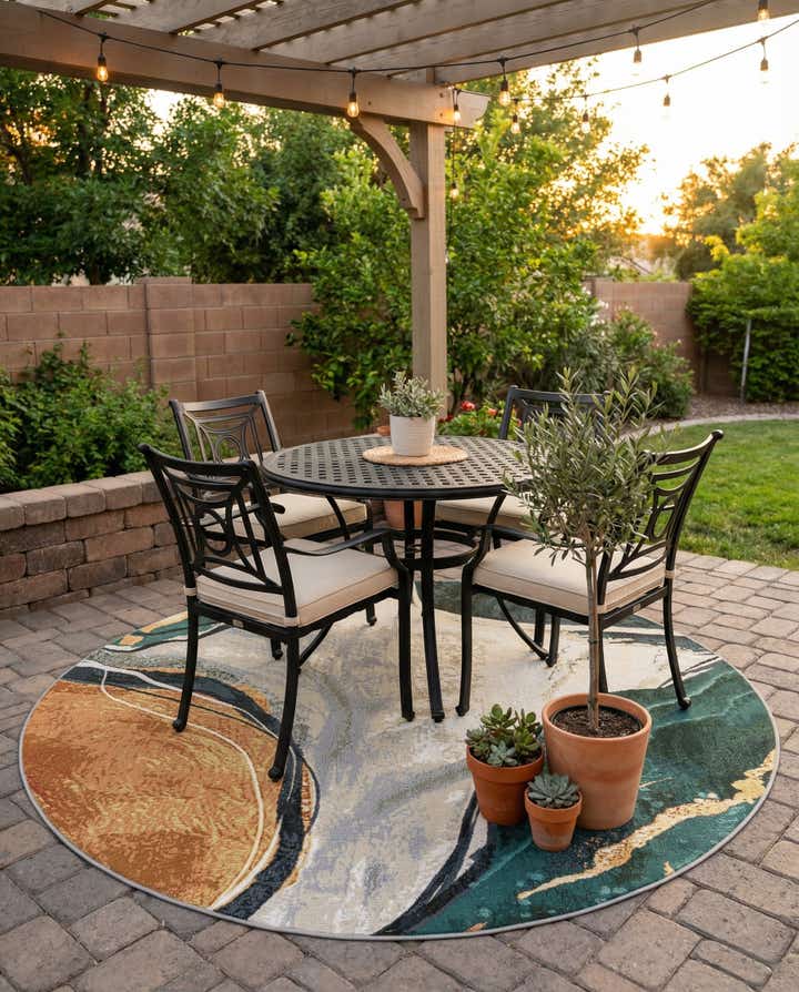 5' 3 x 5' 3 Easy-Clean Modern Indoor / Outdoor Round Rug