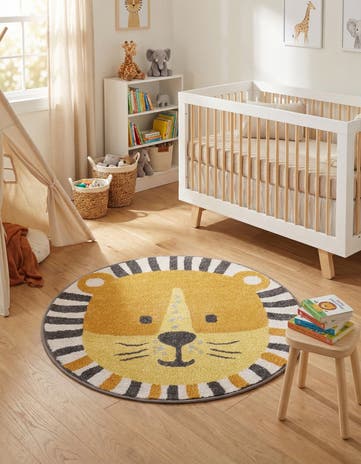 Light Brown Cat Whimsy Kids Round Rug